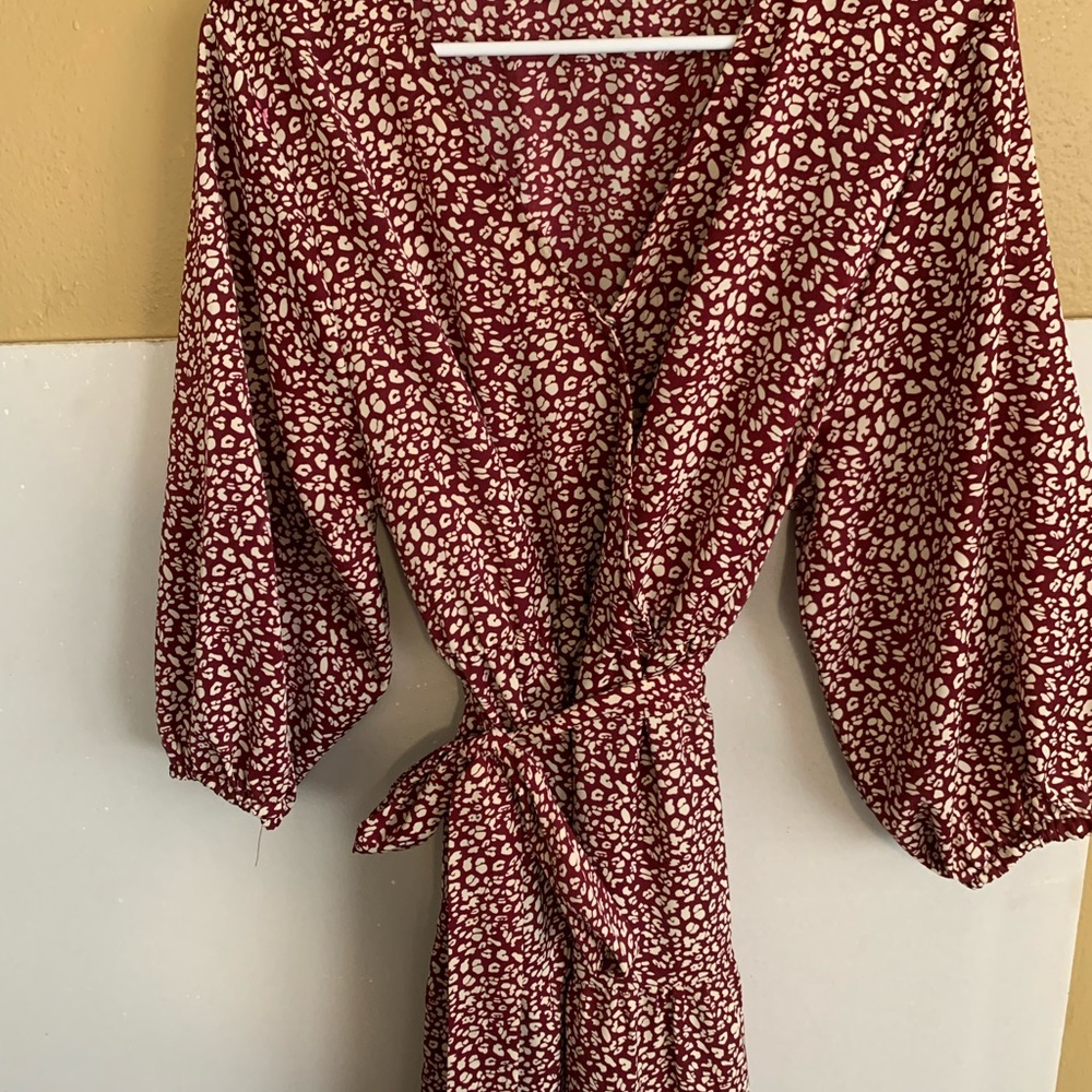 2 dress bundle! Light Green Print & burgundy print dress. - Picture 7 of 7